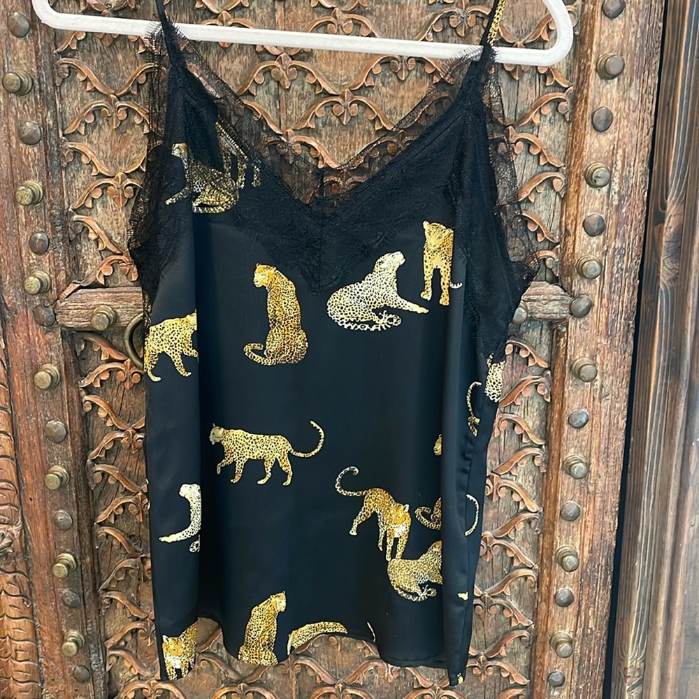 Black Cheeta print camisole by O2